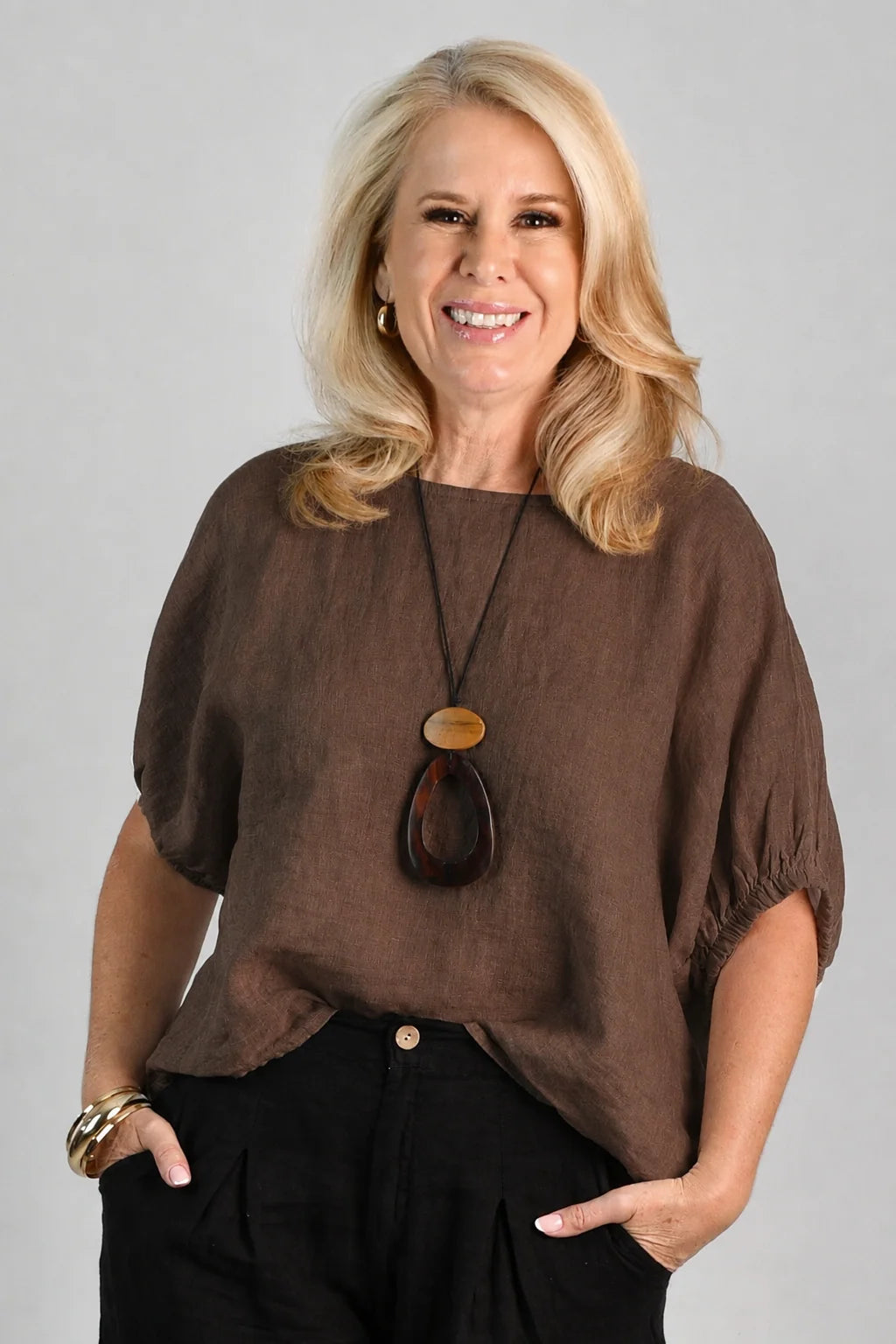 Martina Linen Top Chocolate