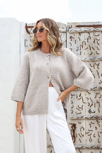 Lennox 3/4 Cardi Taupe