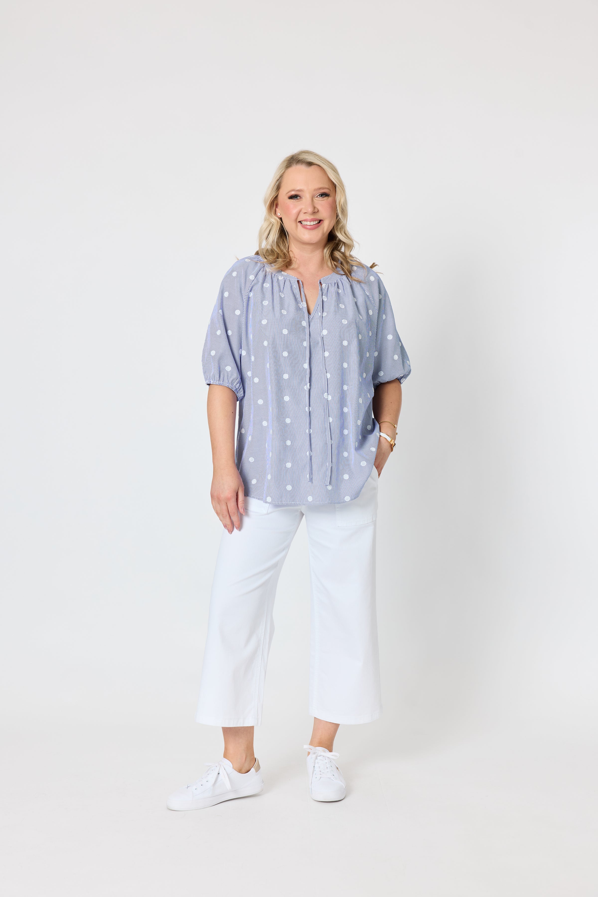 Monaco Spot Top Pale Blue