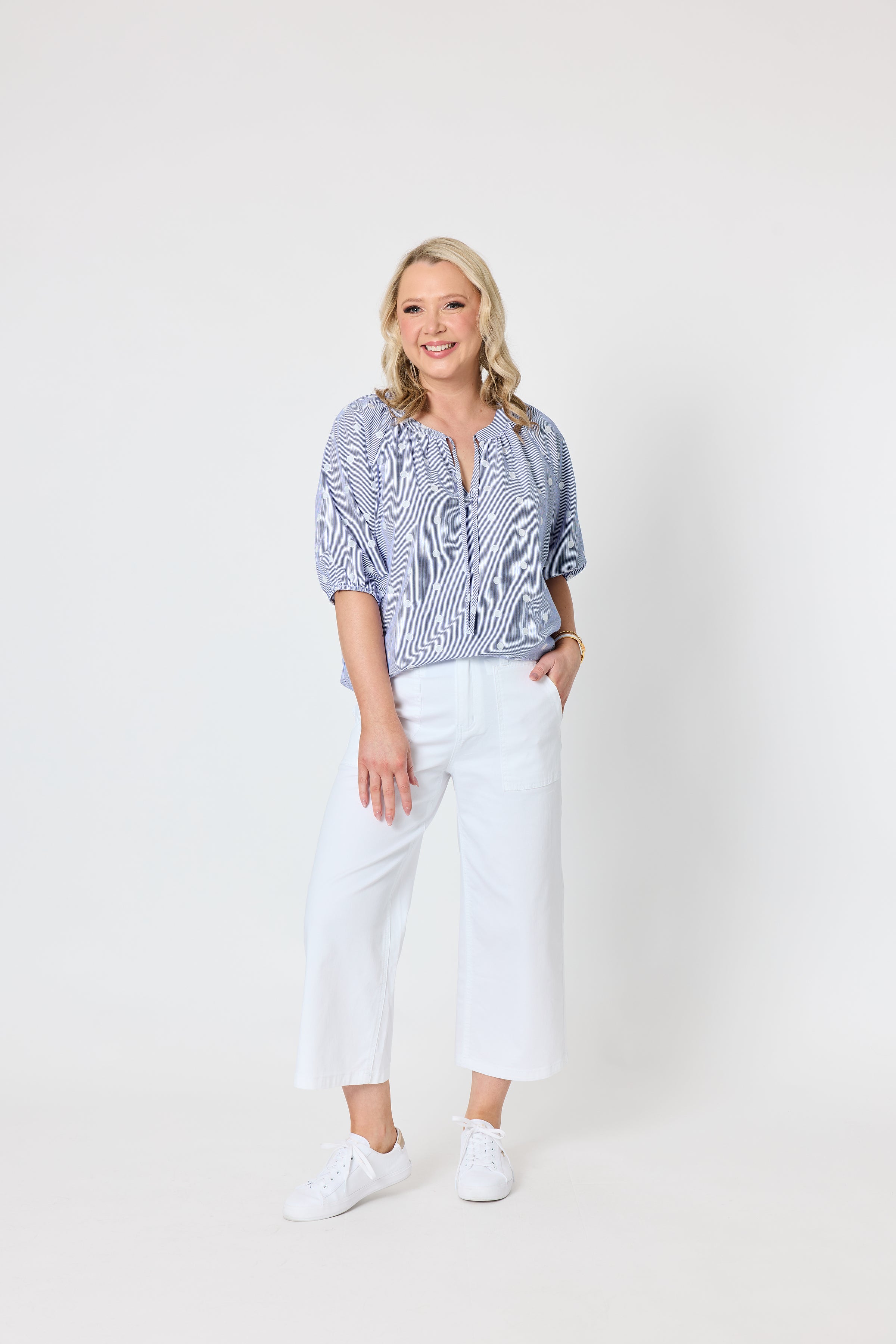 Monaco Spot Top Pale Blue