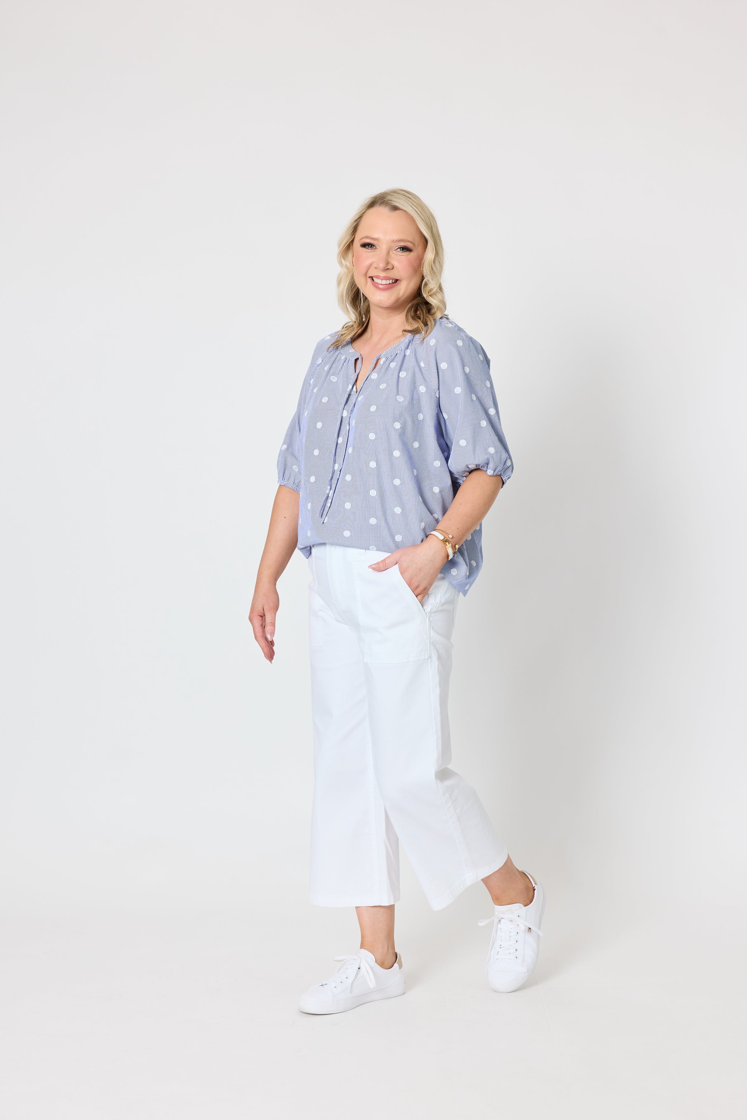 Monaco Spot Top Pale Blue