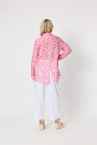 Provence Print Shirt Raspberry/White