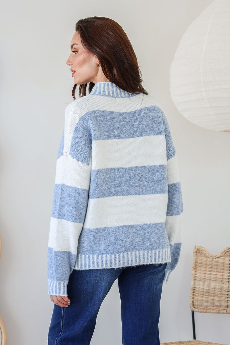 Tilly Stripe Knit Blue/Ivory
