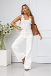 Bee Front Pocket Straight Jean White