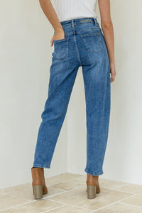 Barrel Leg Stretch Jean Mid Blue