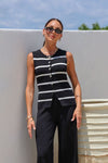 Stacy Knit Vest Black Stripe