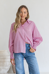Belair Stripe Cuff Shirt Pink