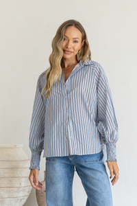 Belair Stripe Cuff Shirt Blue