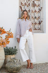 Laura Stripe Shirt Tan/White