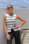 Stacy Knit Vest White Stripe