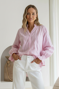 Jadore Heart Stripe Shirt Pink