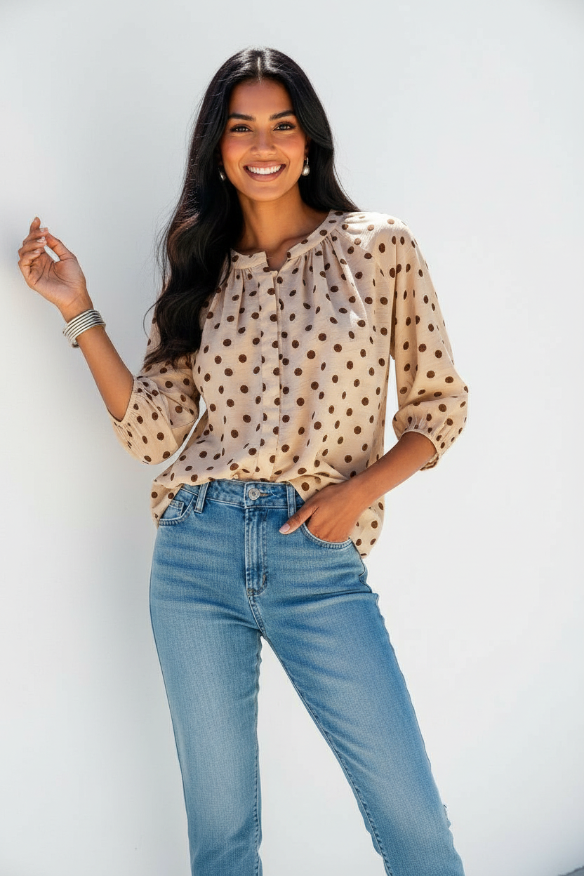 Malta Polka Dot Top Latte/Chocolate