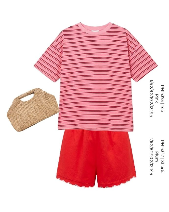 Amelia Stripe Tee Pink