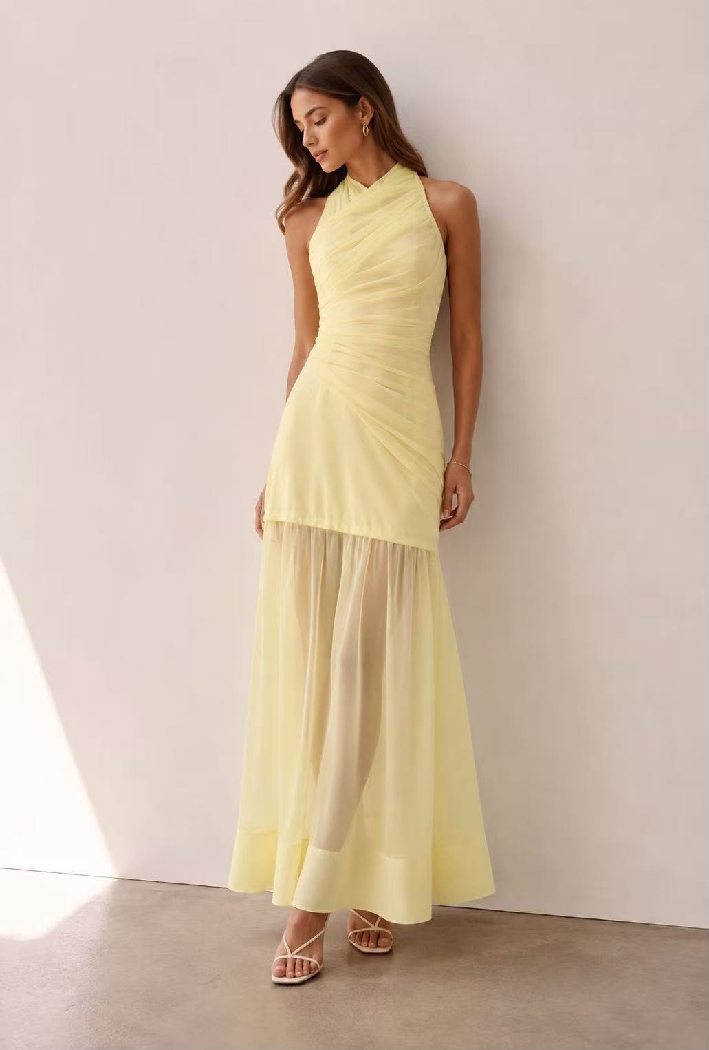 Bella Halter Dress Butter