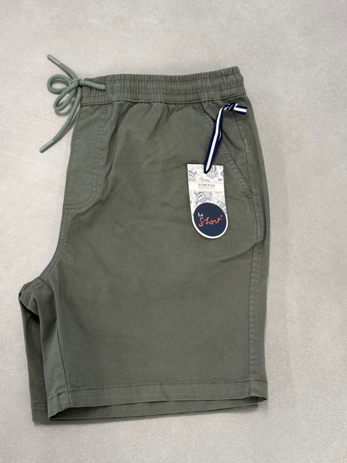 Drawstring Cotton Stretch Short Moss