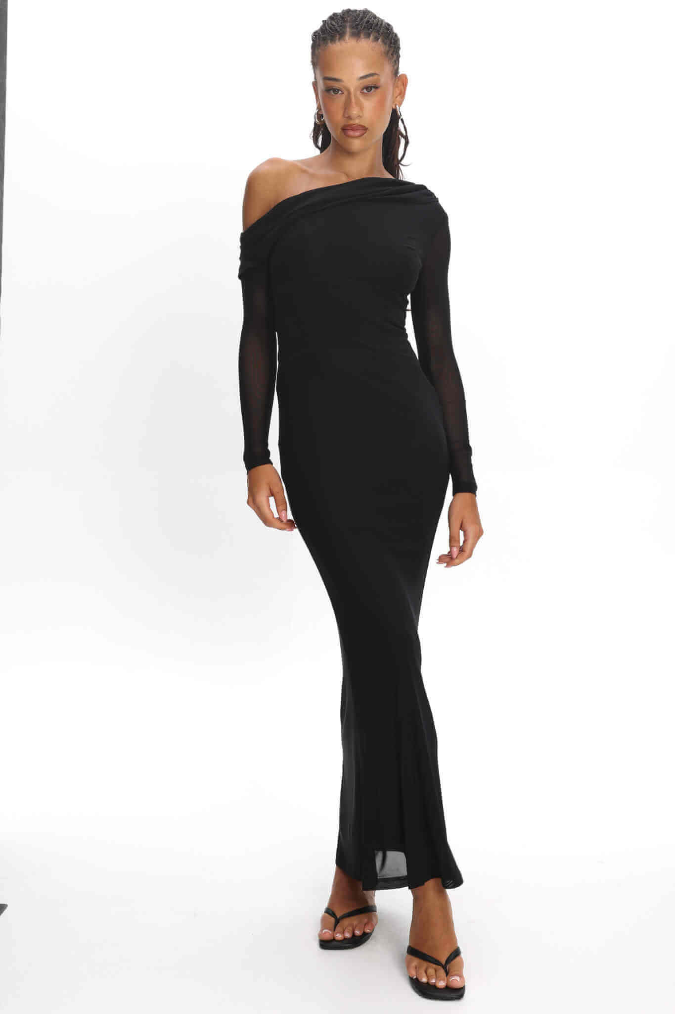 Catie Long Sleeve Dress Black