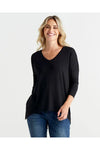 Geneva V-Neck Top Black