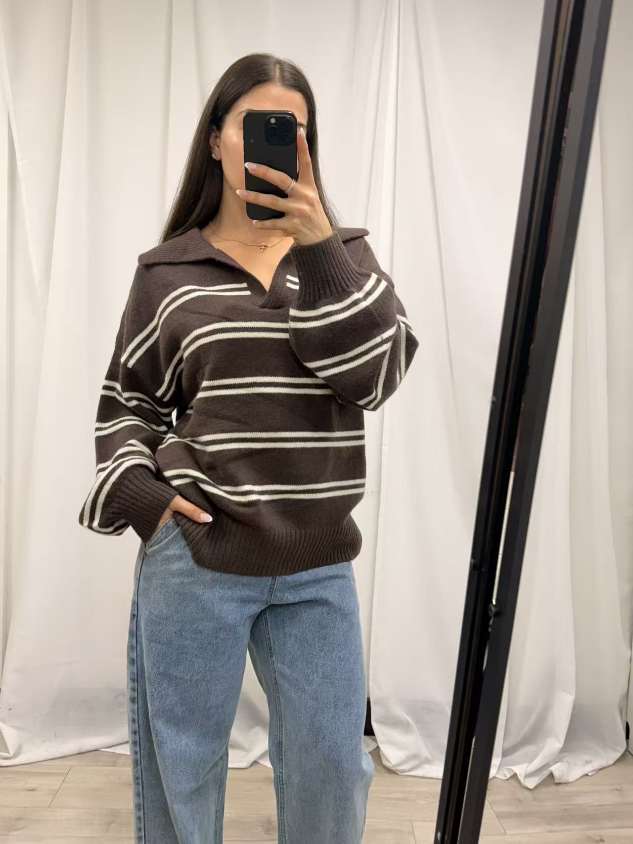 Rory Knit Jumper Choc/White
