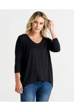 Geneva V-Neck Top Black