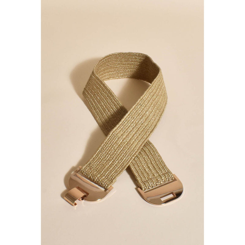 Metal Clasp Front Stretch Belt Natural