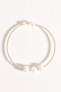 Fine Wire Freshwater Pearl Cuff Gold