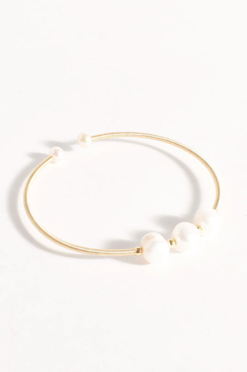 Fine Wire Freshwater Pearl Cuff Gold