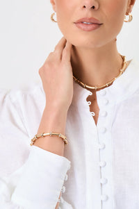 Diamante Wheel Stretch Bracelet Gold