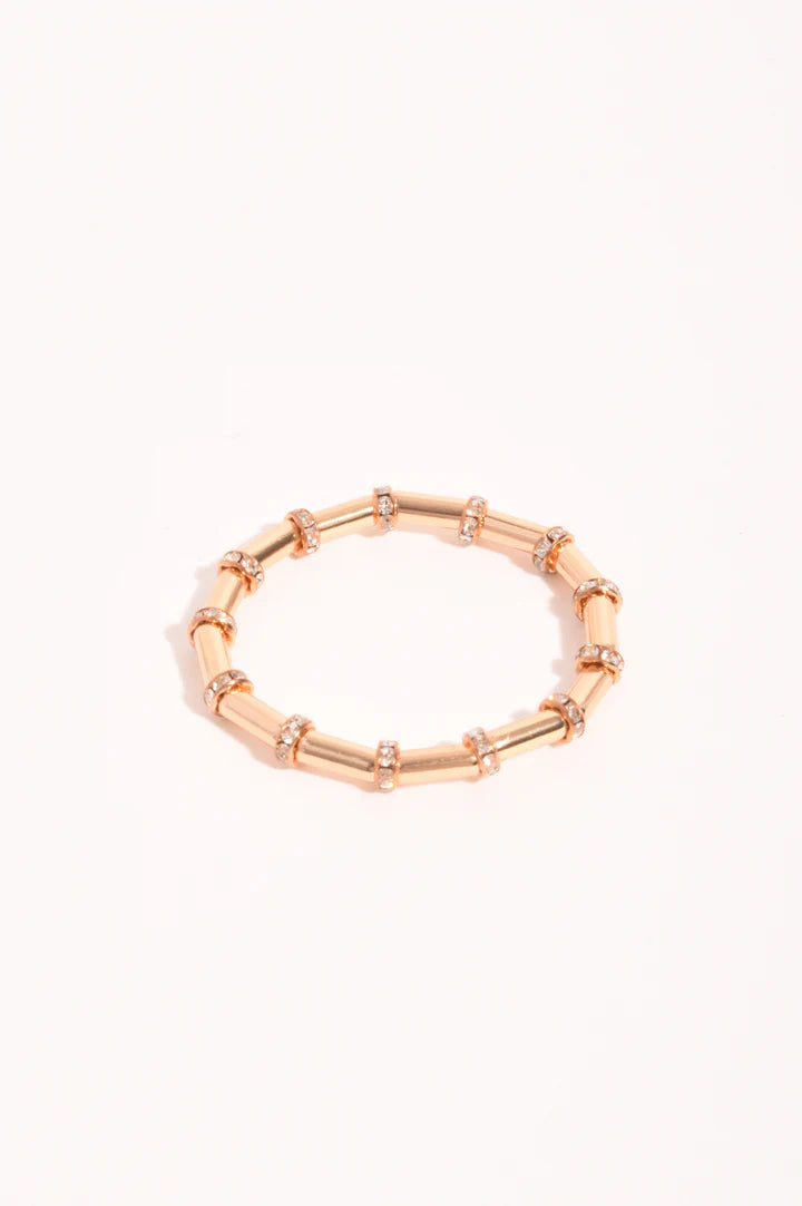 Diamante Wheel Stretch Bracelet Gold