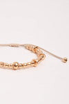 Adjustable Cord Metal Bead Bracelet Camel