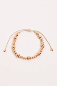 Adjustable Cord Metal Bead Bracelet Camel