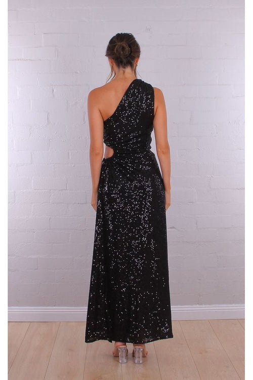 Aria Sequin Maxi Dress Black