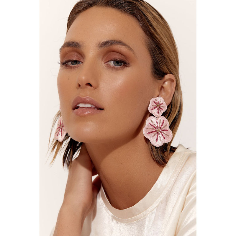 Double Stitched Flower Earring Pastel