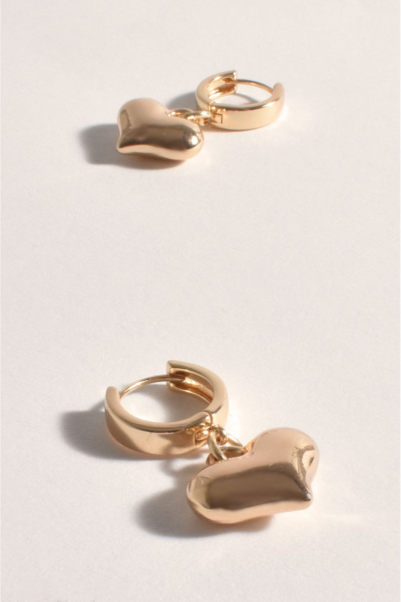 Chubby Heart Hoops Gold
