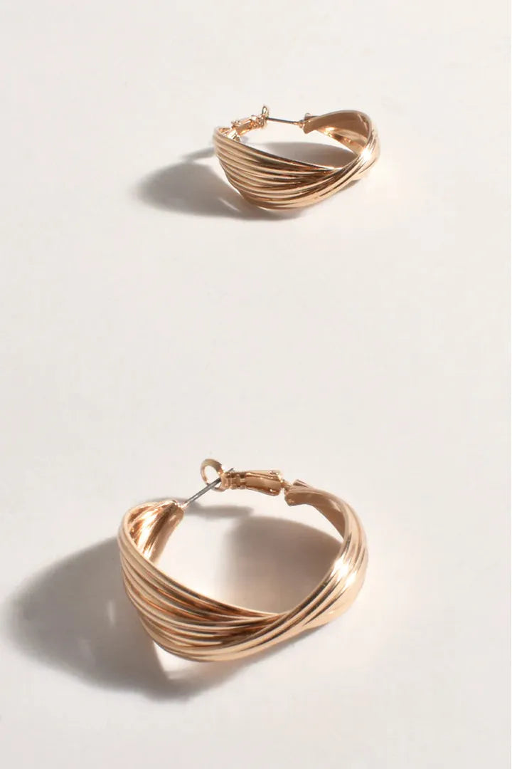 Patterned Cross Over Hoop Silver