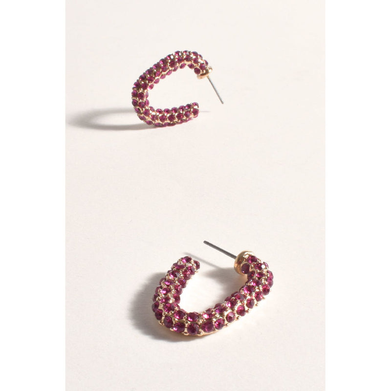 Oval Diamante Hoops Pink/Gold