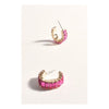 Baguette Jewel Mini Hoops Hot Pink/Gold