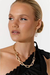 Diamante Chain Link Earring Gold