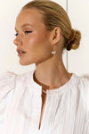 Trio Pearl Fine Wire Hoop Gold