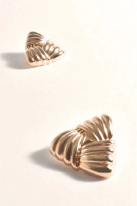 Patterned Metal Triangle Earrings Gold