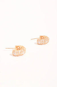 Mini Diamante Hoop Earrings Gold