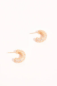 Mini Diamante Hoop Earrings Gold