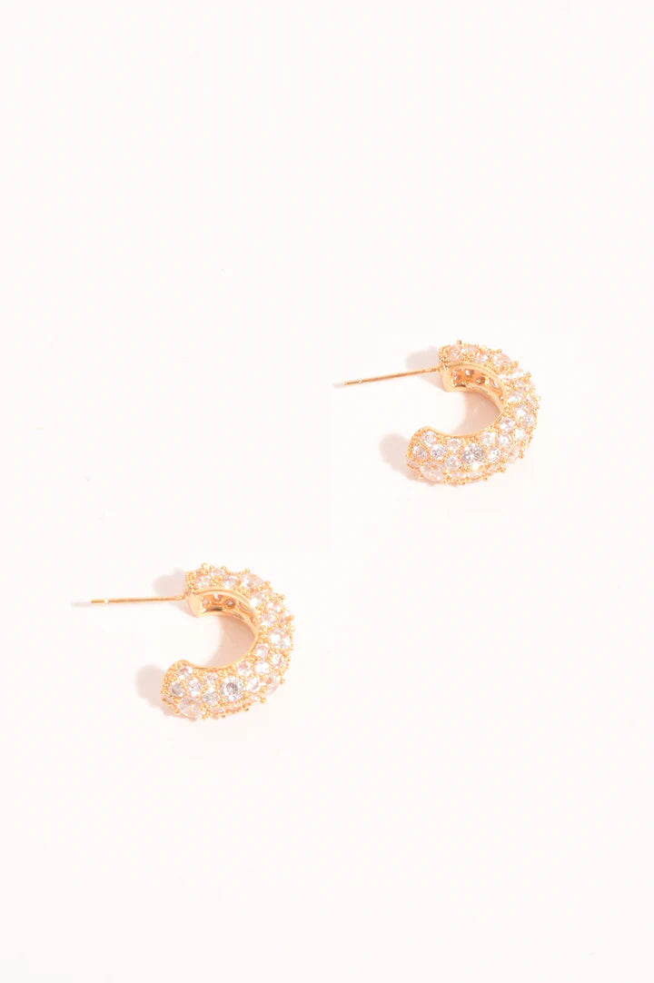 Mini Diamante Hoop Earrings Gold