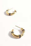 Mini Diamante Panelled Hoop Earrings Gold