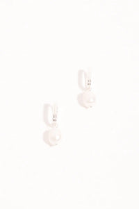 Rectangle Link Pearl Drop Earring Silver