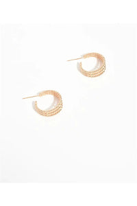 Mini Trio Metal Ball Hoop Earring Gold
