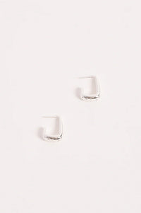 Diamante Set Curved Front Earring Silver