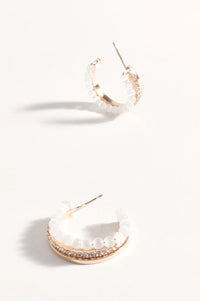 Stone Edge Diamante Mini Hoop Gold