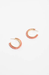 Stone Edge Hoops Pink