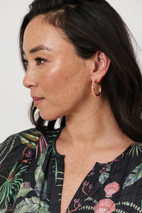 Stone Edge Hoops Pink