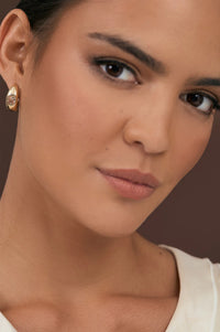 Jewel Front Mini Hoop Gold